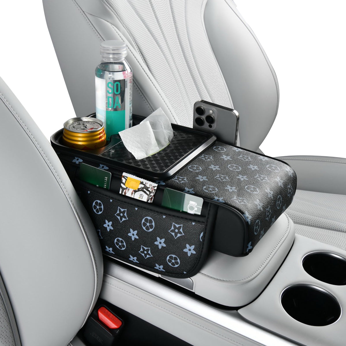 STHIRA PU Armrest for Car Center Console 4 in 1 Armrest Pad with Cup Holder Tissue Paper Box & Pocket Fashion Printed Car Center Console Armrest Universal Car Armrest Cushion STHIRA PU Armrest for Car Center Console 4 in 1 Armrest Pad with Cup Holder Tissue Paper Box & Pocket Fashion Printed Car Center Console Armrest Universal Car Armrest Cushion